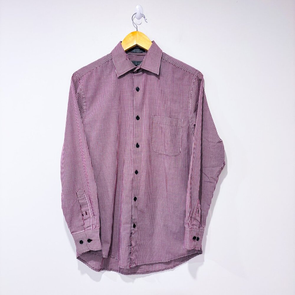 PROTOCOL Red gingham button-down shirt |‎ Preppy casual | Small